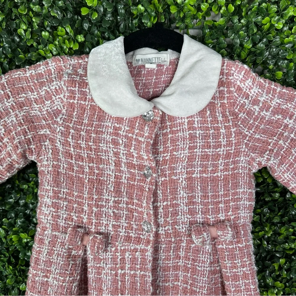 Nannette Pink and White Tweed girls jacket‎